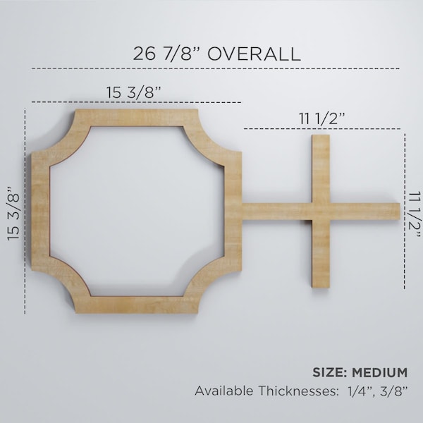 Medium Bradley Decorative Fretwork Wood Wall Panels, Wood (Paint Grade), 26 7/8W X 15 3/8H X 3/8T